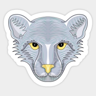 silver cheetah cartoon face Sticker